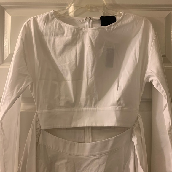 Intermix White Bell Sleeve Cut-out Mid-riff Dress - Picture 6 of 8